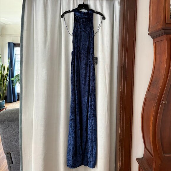 Lulu’s Blue Velvet Maxi Dress with Tie Waist - Picture 4 of 13